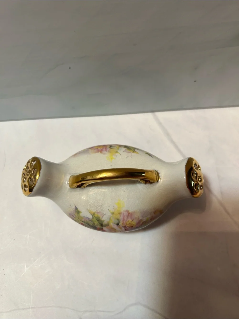 Porcelain Floral Salt And Pepper Shaker With Gold Trim